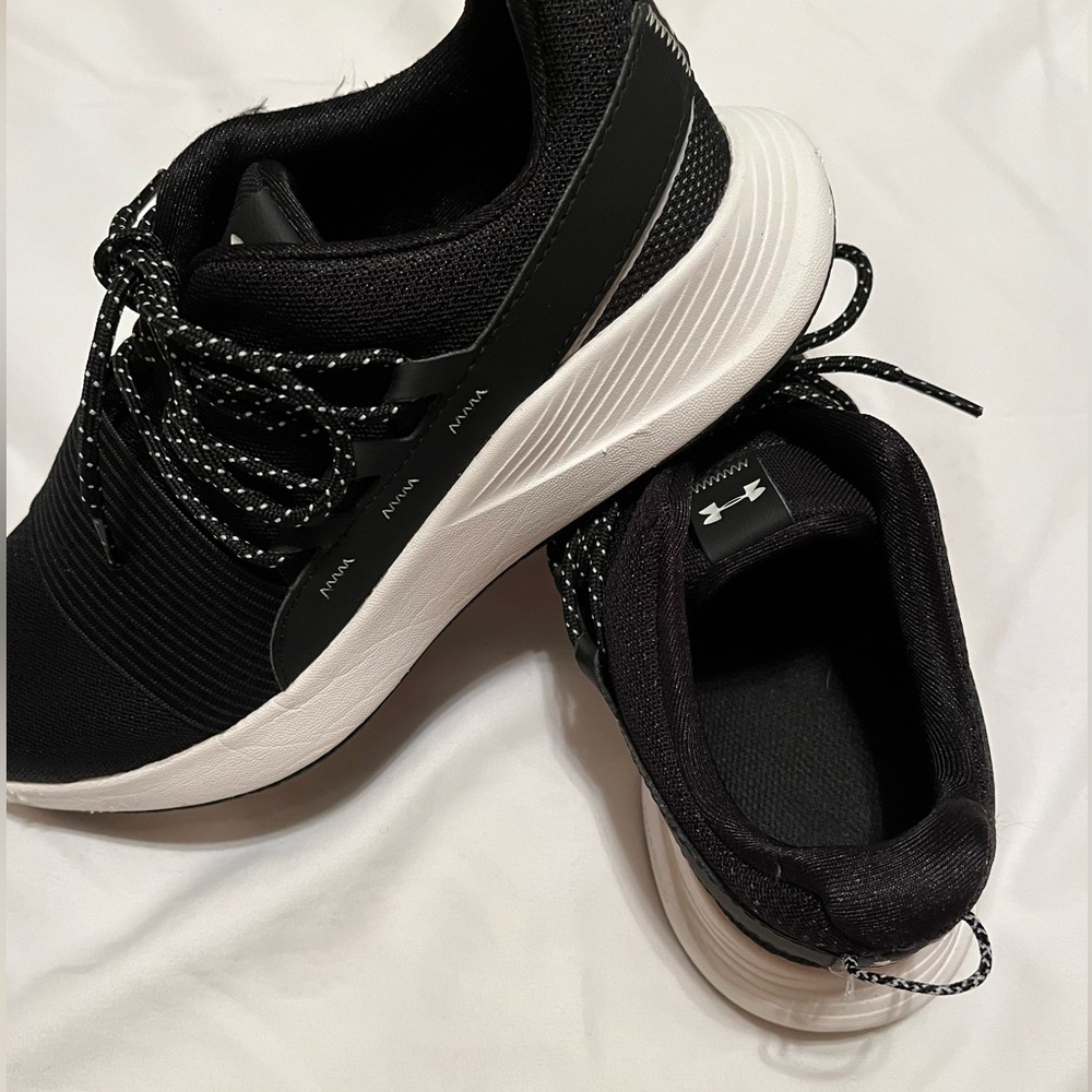 Under Armour Black & White Athletic Running Shoes.